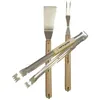Image de Set pince + fourchette + spatule inox et bois cook'in garden