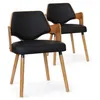 Image de Chaise bois naturel et simili noir Diva - Lot de 2