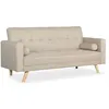 Image de Canape droit en.casa 3 places en tissu beige 75 x 186 x 89 cm