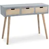 Image de Console fixe 3 tiroirs naturel et gris Cekor