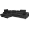 Image de Canape angle fixe menzzo 6 places en simili-cuir noir 202 x 275 x 90 cm