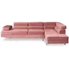 Image de Canape angle relax menzzo 5 places en velours rose 163 x 260 x 72 cm