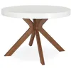 Image de Table ronde extensible bois blanc et pieds métal Marine 110/160/210/260 cm