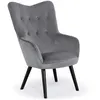 Image de Fauteuil velours gris et pieds bois noir Kallyr