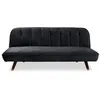 Image de Canape droit menzzo 3 places en velours noir 76 x 180 x 85 cm
