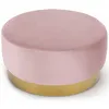 Image de Pouf rond velours rose et pied métal doré Mia D 75 cm