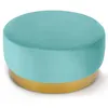 Image de Pouf rond velours vert menthe et pied métal doré Mia D 75 cm