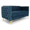 Image de Canape droit menzzo 2 places en velours bleu 70 x 145 x 74 cm
