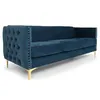 Image de Canape droit menzzo 3 places en velours bleu 70 x 204 x 74 cm