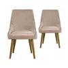 Image de Chaise de salle à manger velours taupe et pieds métal doré Pamela - Lot de 2