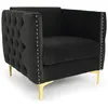 Image de Fauteuil velours noir et pieds métal doré Josua