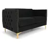 Image de Canape droit menzzo 2 places en velours noir 70 x 145 x 74 cm