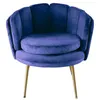Image de Fauteuil velours bleu et pieds métal doré Ranni