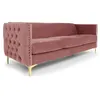Image de Canape droit menzzo 3 places en velours rose 70 x 204 x 74 cm