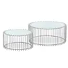 Image de Set de 2 tables basses verre blanc et pieds métal gris Vret D 85/D 60 cm