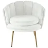 Image de Fauteuil velours blanc et pieds métal doré Ranni