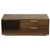 Image de Table basse bois massif foncé et métal doré Orlène 110 cm