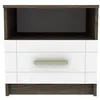 Image de Table de chevet 1 tiroir bois chêne foncé et blanc Essil