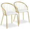 Image de Chaise avec accoudoirs métal doré et assise simili blanc Vintel - Lot de 2