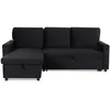 Image de Canape angle fixe menzzo 4 places en velours noir 133 x 215 x 83 cm