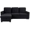 Image de Canape angle fixe paris prix 4 places en velours noir 159 x 230 x 94 cm