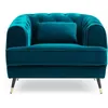 Image de Fauteuil Capitonné en Velours "Glamour" 93cm Bleu