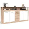 Image de Buffet 4 Portes & 4 Tiroirs "Luna" 190cm Naturel & Blanc