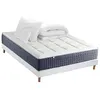 Image de Pack Matelas Ressort 7 zones + Mémoire de forme + Sommier KING STYLE + couette + oreillers Fabriqué en France 140 x 190 cm, Sommier Blanc