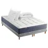 Image de Pack Matelas Ressort 7 zones + Mémoire de forme + Sommier KING STYLE + couette + oreillers Fabriqué en France 2x90 x 200 cm, Sommier Gris chiné