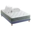 Image de Pack matelas Ressort 7 zones HYGGE + Sommier + couette + oreillers Fabriqué en France 160 x 200 cm, Sommier Bleu denim