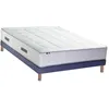 Image de Ensemble matelas Ressorts 7 zones cm + sommier PALACIO 2 FABRICATION FRANCAISE 140 x 190 cm, Sommier Bleu denim