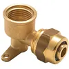 Image de Coude applique à compression pour tube PER NOYON & THIEBAULT - Ø 16 mm à visser femelle F1/2' (15x21) 2 trous pour fixation au mur - P16-81915L1