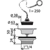 Image de Bonde de lavabo laiton avec bouchon noir D40 chromé - VALENTIN - 00 115300 000 00