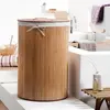 Image de Panier A Linge Rond En Bambou Naturel