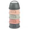 Image de Boîte doseuse de lait 4 compartiments empilables Gris/Rose