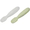 Image de Beaba, Vaisselle + couverts pour enfants, Cuillère d'apprentissage en silicone vert/gris 2pcs