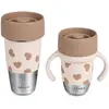 Image de Beaba, Vaisselle + couverts pour enfants, Tasse pour maman et tasse d'entraînement 360° en acier inoxydable Mini & Me BigLove, lot de 2.
