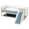 Image de DEMEYERE Lit toboggan - 90 x 200 cm - Sommier a lattes - 2 Tirroirs - Décor blanc et bleu orage