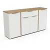 Image de Enfilade ACCESS - 4 portes + 1 tiroir - Décor chêne Hamilton et Blanc - L 160,7 x P 39,6 x H 85,6 cm -