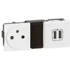 Image de Legrand - Prise 2P+T 16A + chargeur 2 USB-A précablée 5 modules - Mosaic - blanc
