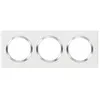 Image de Plaque carrée Dooxie - 3 postes - Entraxe 71mm - Blanc bague effet chromé