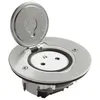 Image de Prise de sol simple - 2P+T Surface ronde - 16A - Avec platine - Inox brossé
