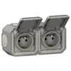 Image de Legrand - Double prise étanche précâblée avec volet Plexo 16A 250V horizontal Grise