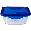 Image de Pyrex Cook & Go rectangular glass food storage container/roaster with airtight and leakproof 4 clip, Boîte de conservation, Bleu, Transparent