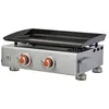 Image de Plancha à gaz Alicia II Inox 2 feux - BRASERO - 2 brûleurs - 52 x 34 cm - Plaque acier émaillée - Jusqu'à 8 convives - 5 kW, Grise