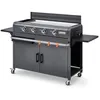 Image de Plancha Lola à gaz sur chariot équipé Gun Metal - BRASERO - 4 brûleurs - Surface de cuisson 88 x 35,5 cm