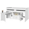 Image de Lit combiné MARCELLE - Avec Bureau et rangements - 90 x 200 cm - Blanc