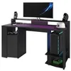 Image de Bureau gaming LED droit noir 152 x 61,5 x Hauteur 87 cm Grande zone de jeu