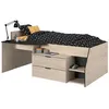 Image de Lit GISELE avec bureau et rangements inclus - 90 x 200 cm - Chêne et Noir