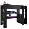 Image de Lit mezzanine combiné enfant LED Gamer ONLINE - 90 x 200 cm - Noir mat - Sommier inclus